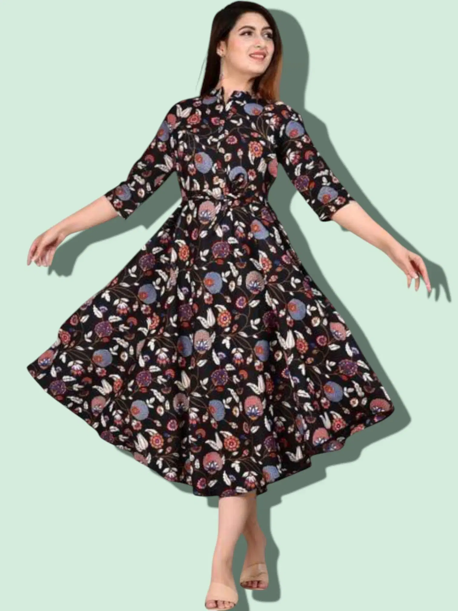     			MK creation Women Rayon Printed Gown ( Multicolor )