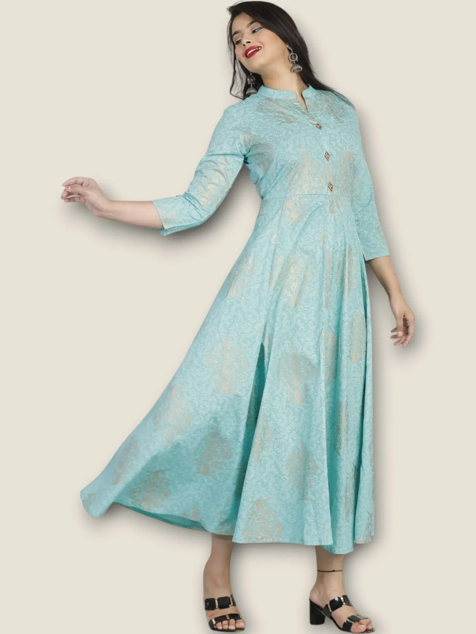     			MK creation Women Rayon Printed Gown ( Blue )