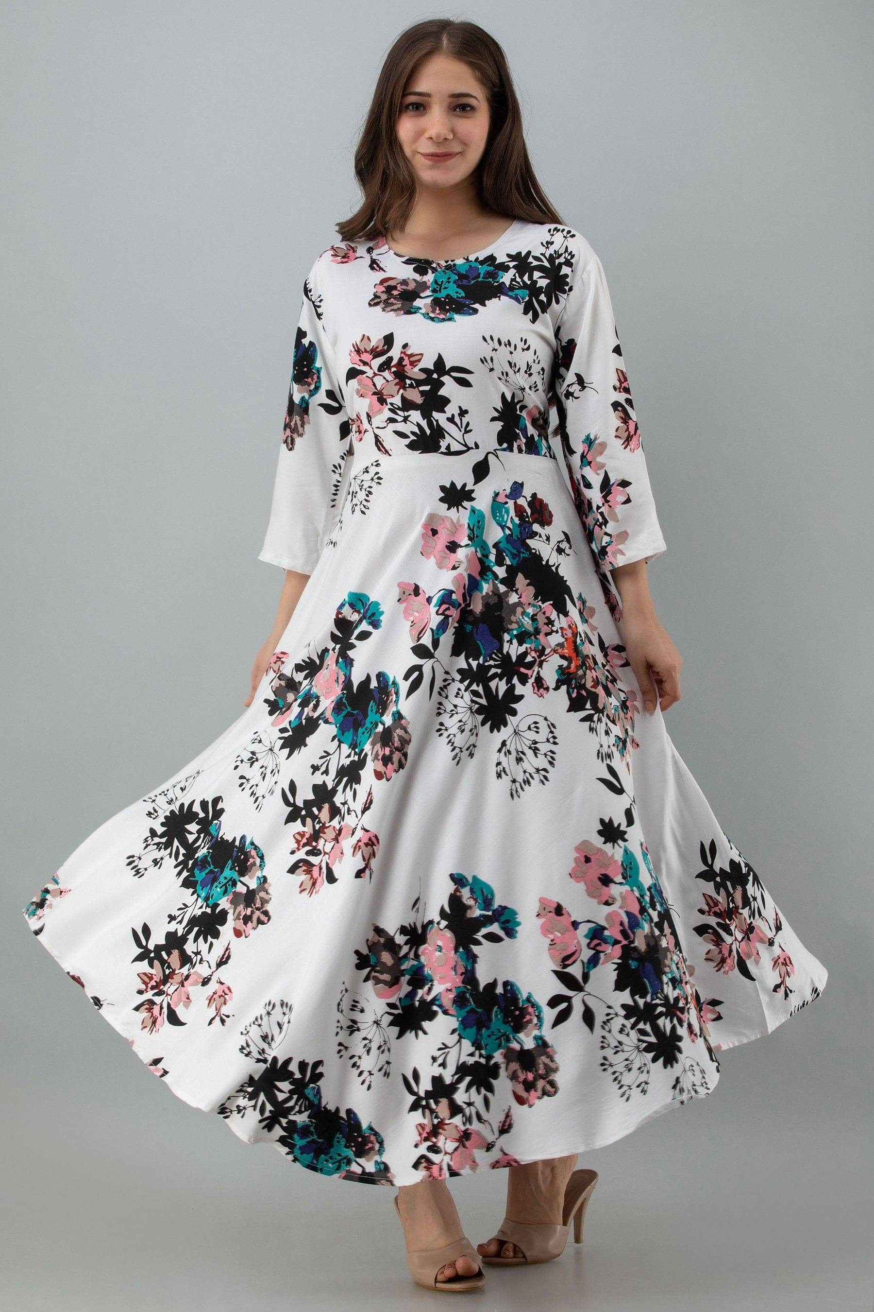     			MK creation Women Viscose Printed Gown ( Multicolor )
