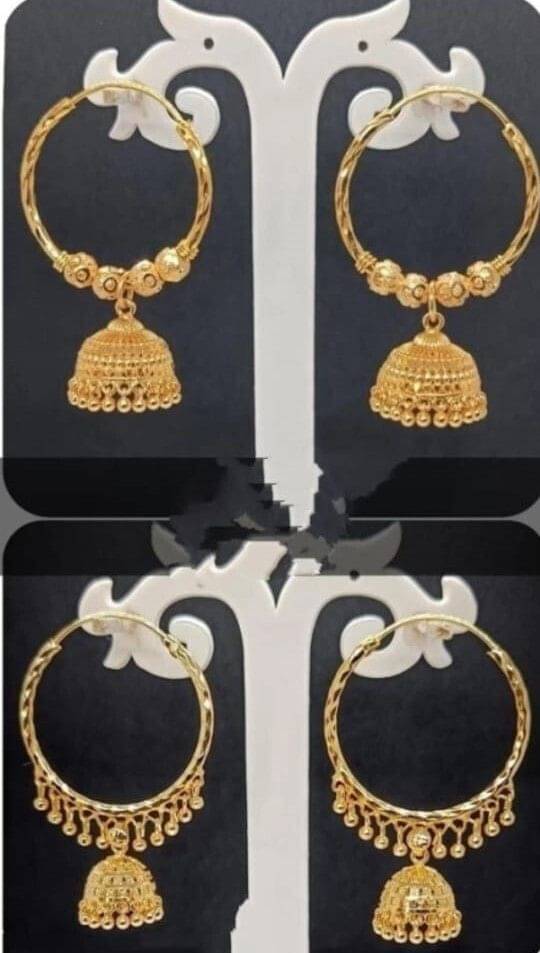     			Mehak Creation Gold Hoops Earrings ( Pack of 2 )