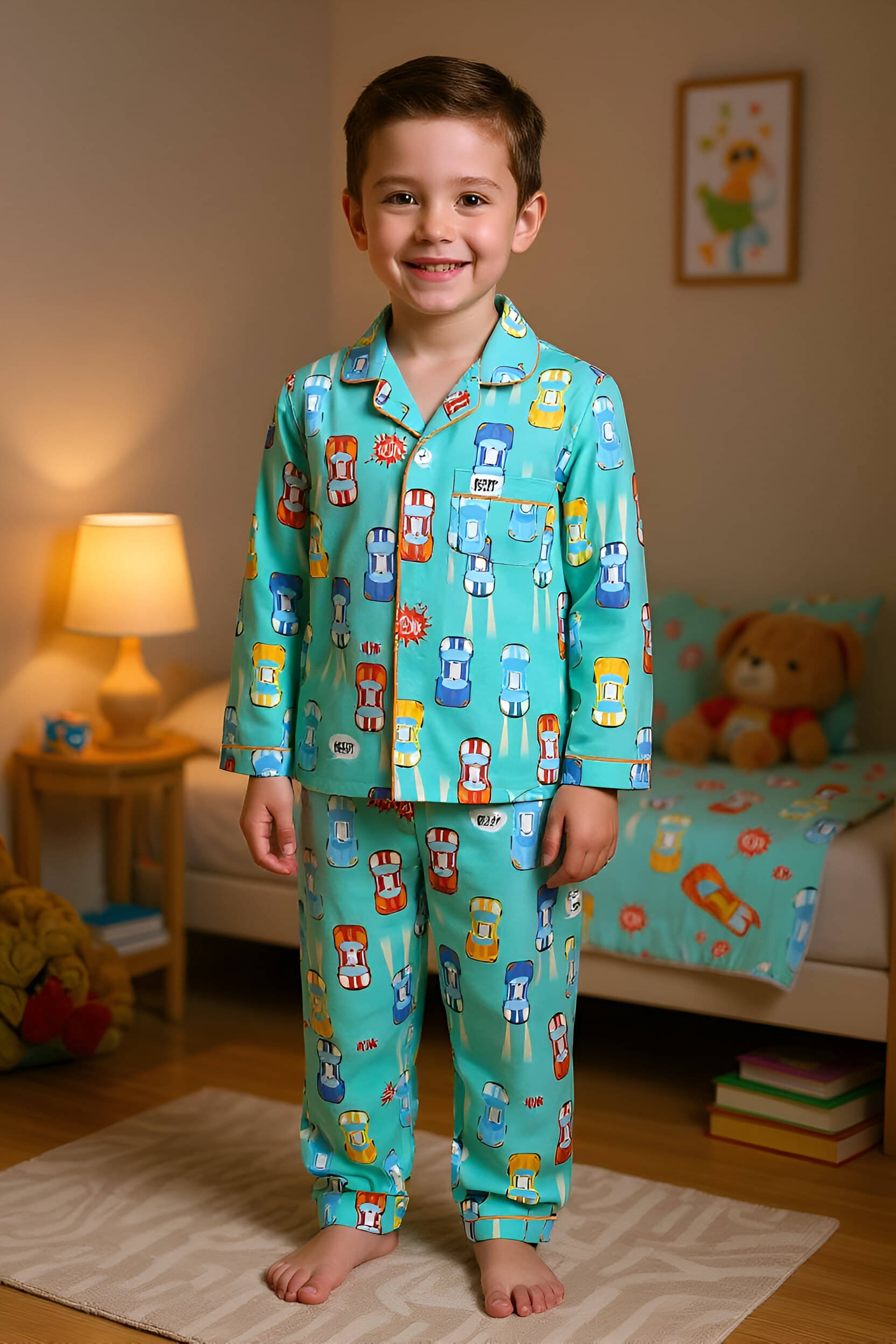     			Mini Mavens Pack of 1 Unisex Rayon Shirt & Pants Set ( Green )