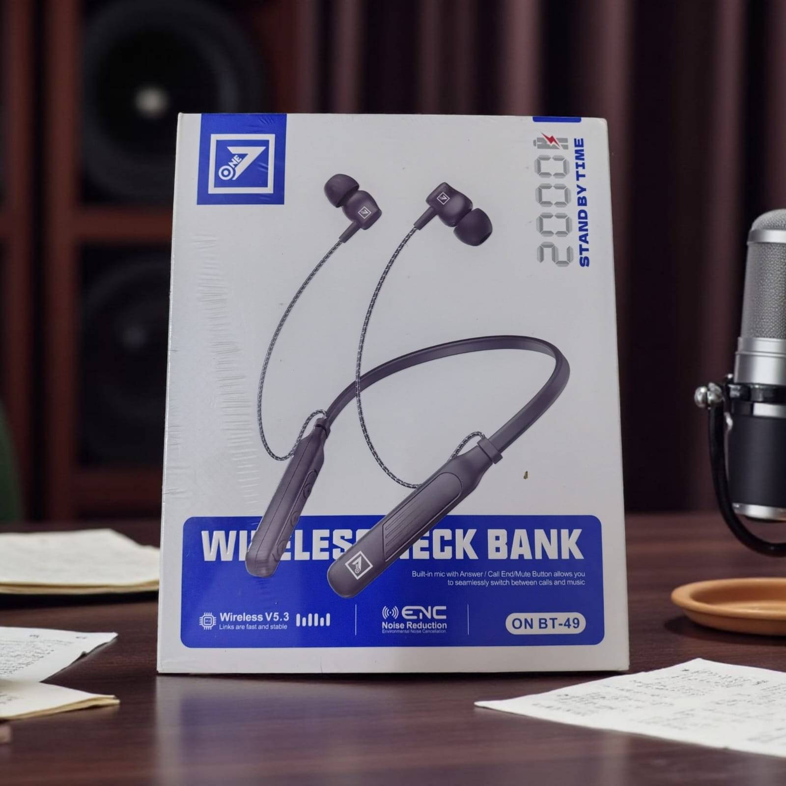     			One7 ON-BT-49 Wireless Bluetooth Neckband | 2000H Standby | ENC Noise Reduction | Bluetooth 5.3 | Deep Bass | Magnetic Earbuds | Long Battery Life
