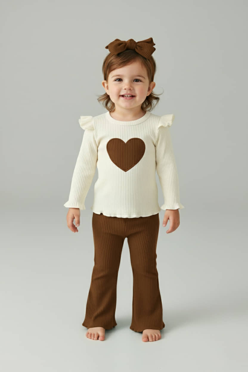 PORPY Pack of 1 Girls Cotton Blend T-shirt & Pants ( Brown )