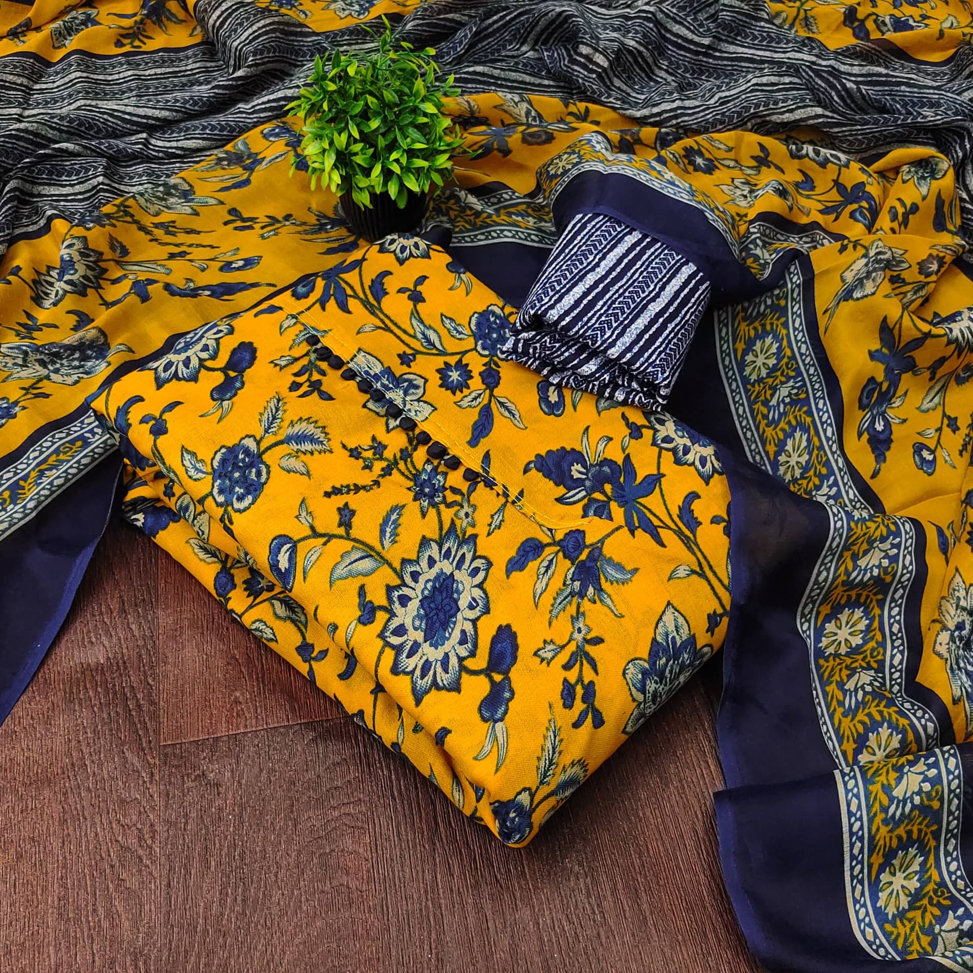 Rangtulika Ethnics Women Cotton Unstitched Dress Material ( Yellow ) Rangtulika Ethnics Women Cotton Unstitched Dress Material ( Yellow )