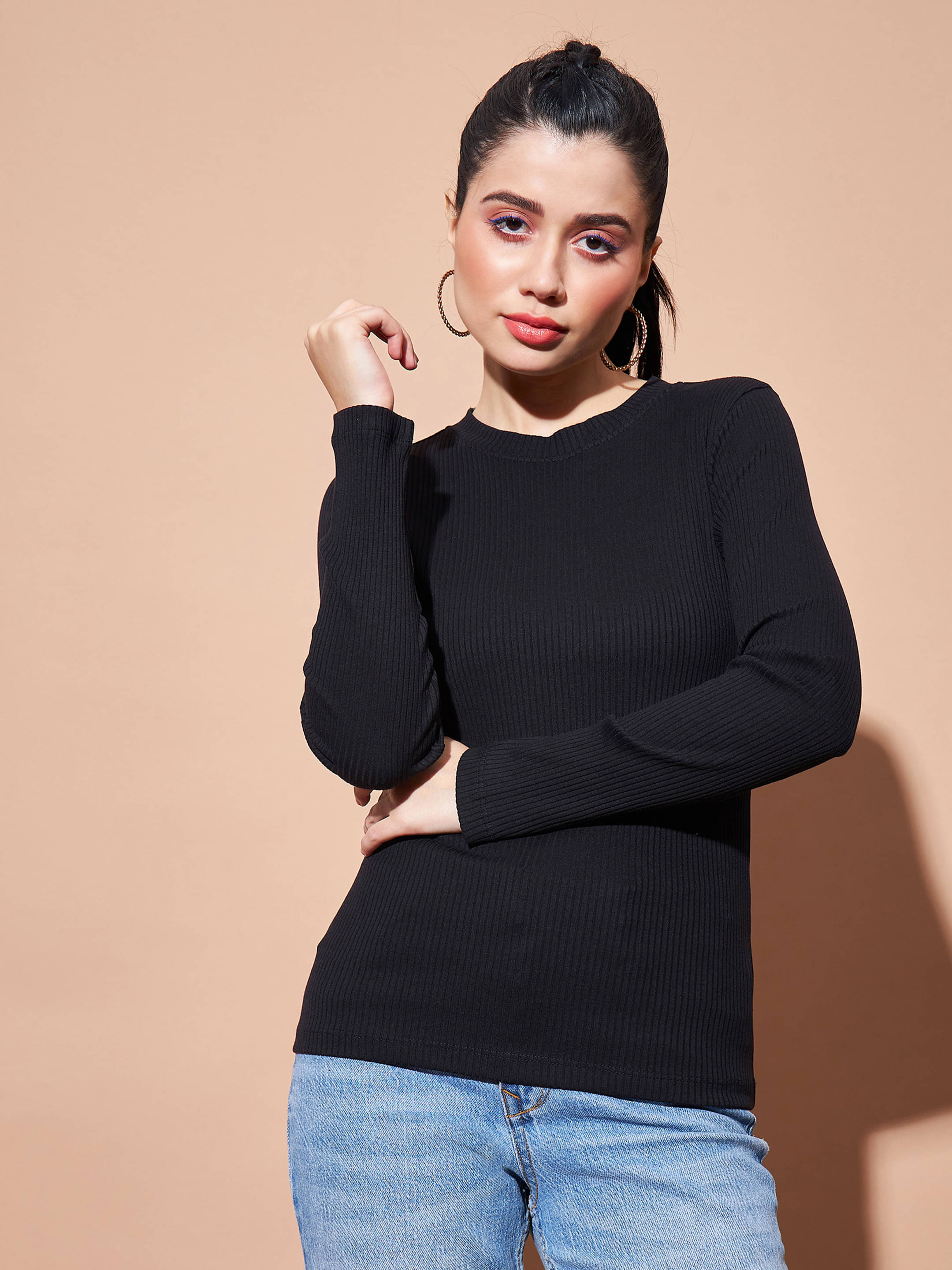     			SASSAFRAS BASICS Women's Cotton Blend Regular Top ( Black )
