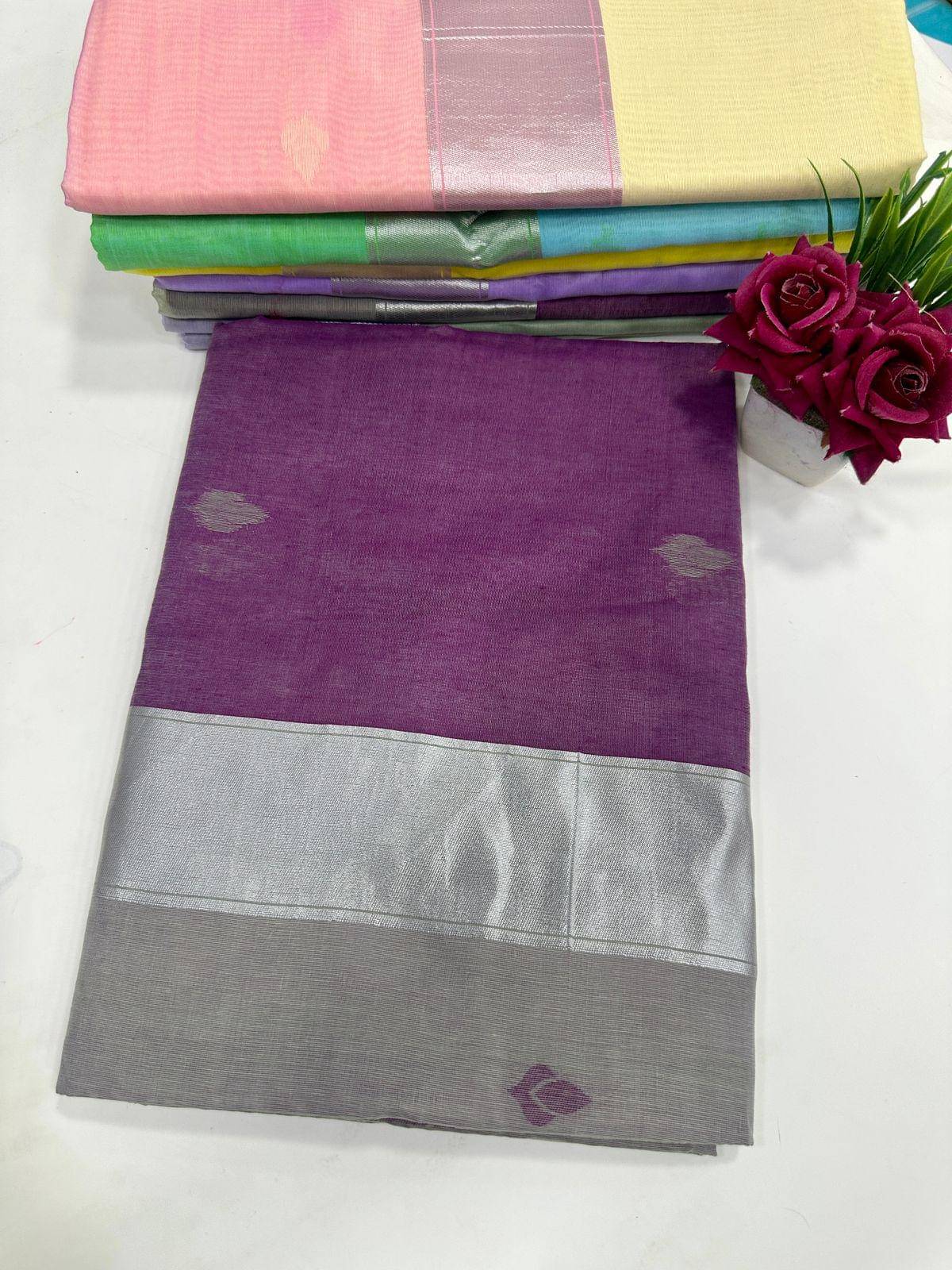     			SATVASHIV Chanderi Woven Regular Saree With Unstitched Blouse Piece ( Purple )