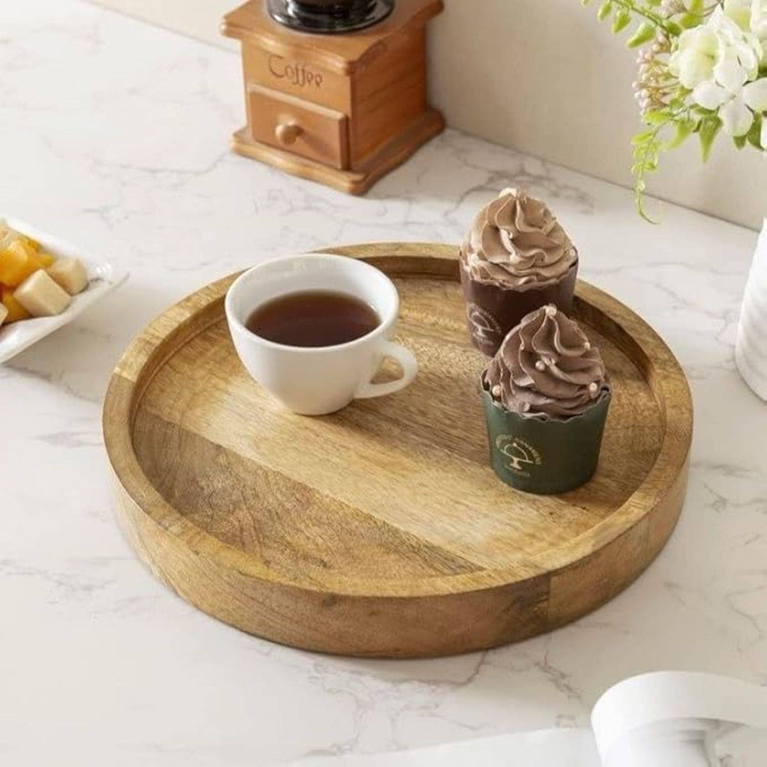     			SWH Wooden Serving Tray 1000 ml Brown ( Set of 1 )
