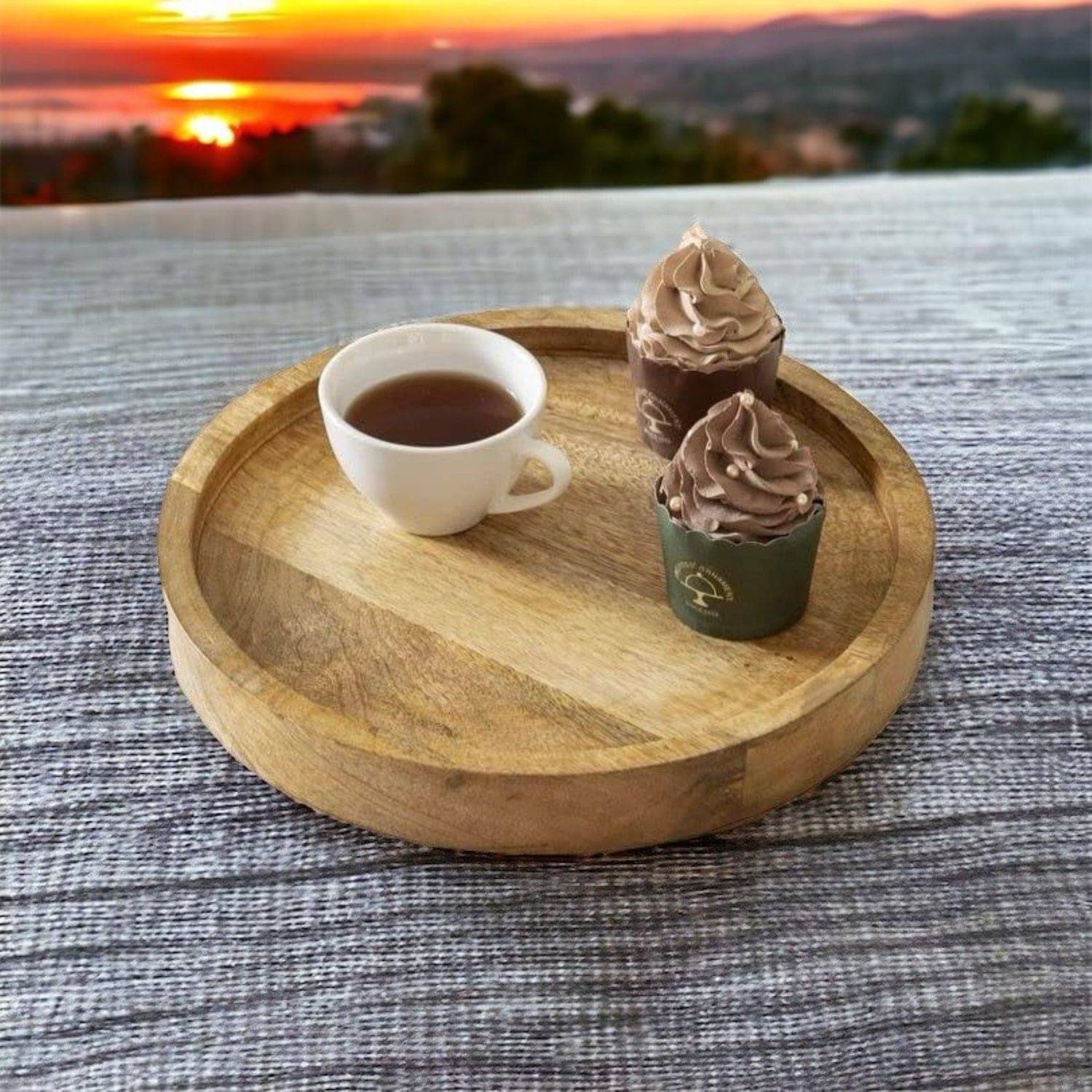     			SWH Wooden Serving Tray 1000 ml Brown ( Set of 1 )