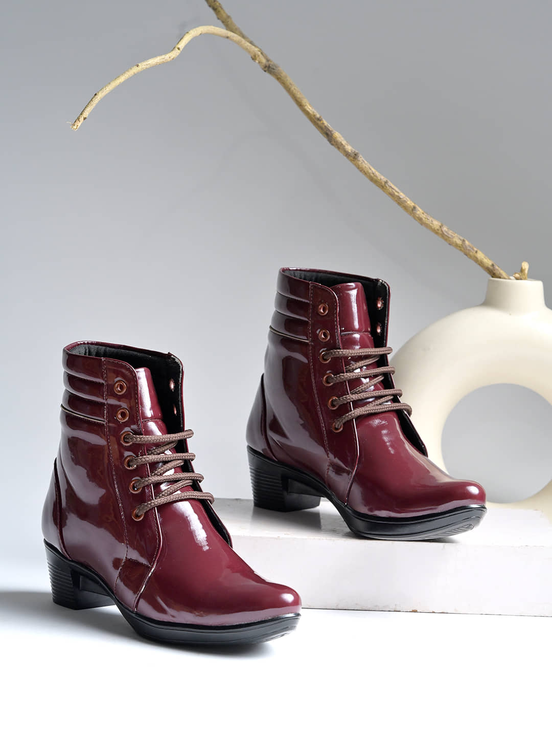 Shoetopia Red Women's Ankle Length Boots
