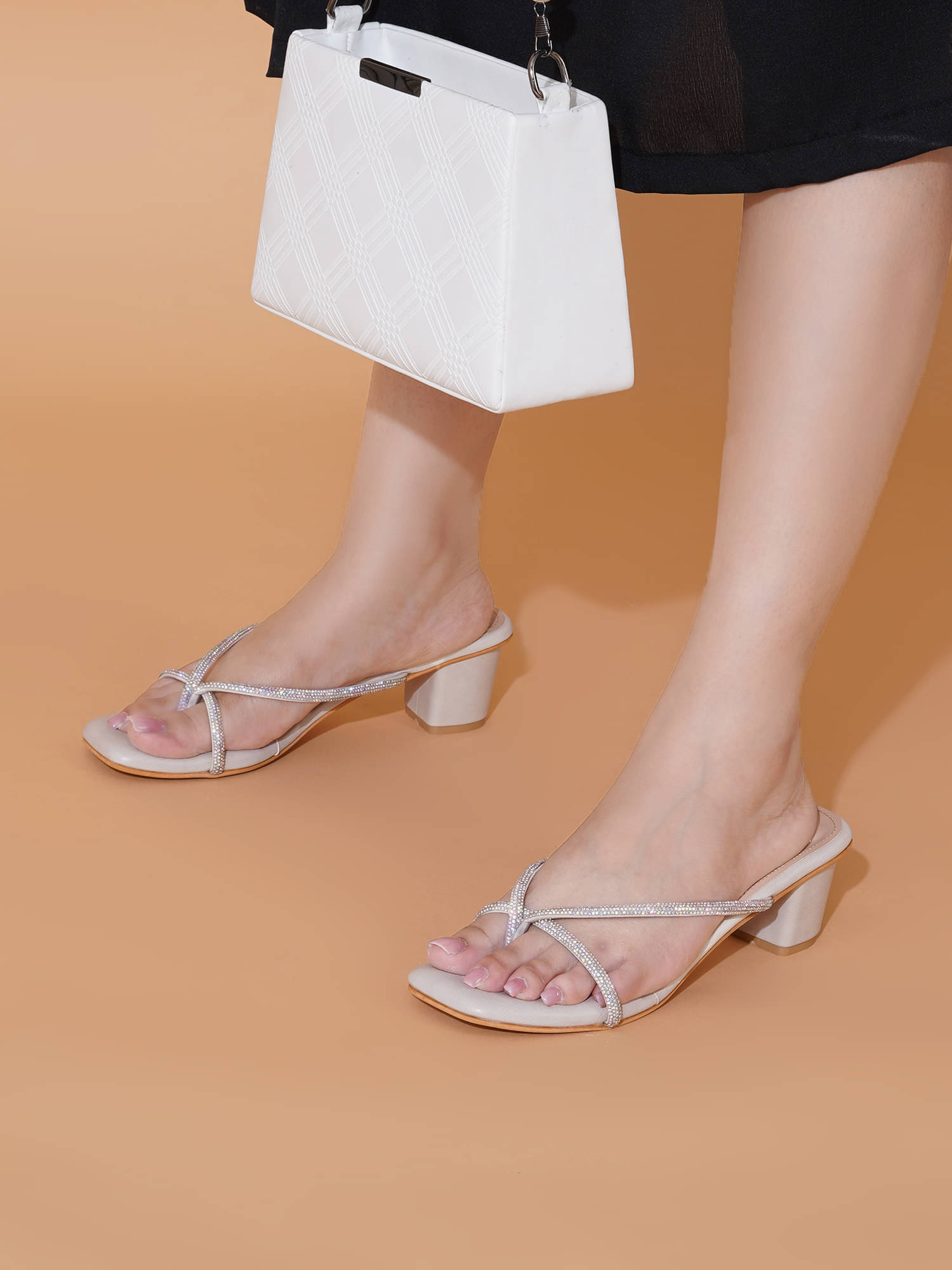     			Shoetopia White Women's Slip On Heels