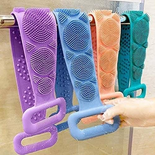     			Silicone Body Back Scrubber, Double Side Bathing Brush for Skin Deep Cleaning Massage