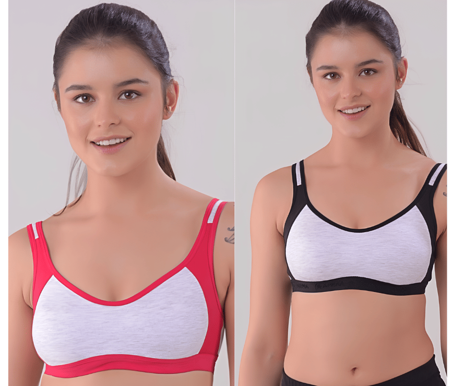     			SportZone Pack of 2 Lycra Non Padded Sports Bra For Women ( Multicolor )