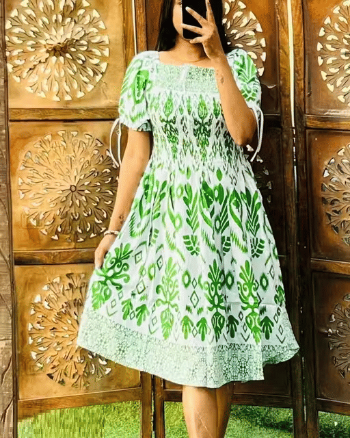     			TRENDY BIRD Women Cotton A-line Dress ( Green )