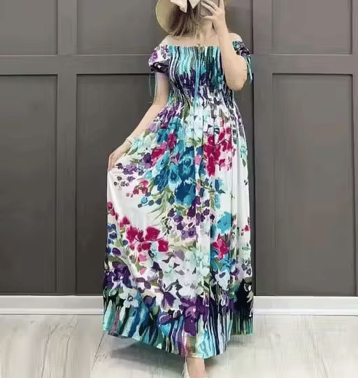     			TRENDY BIRD Women Cotton Blend A-line Dress ( Blue )
