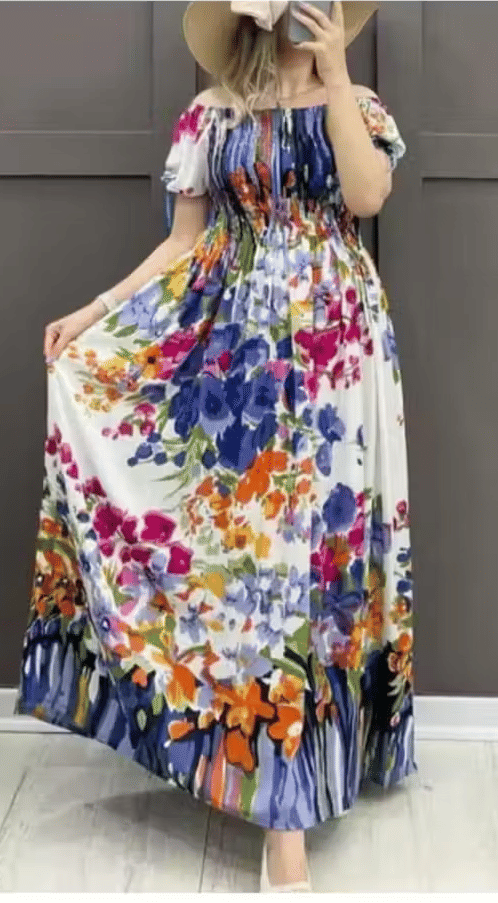     			TRENDY BIRD Women Cotton Blend A-line Dress ( Blue )