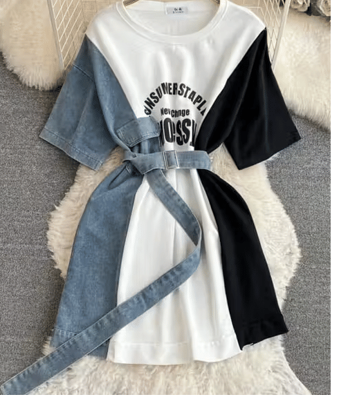     			TRENDY BIRD Women Denim A-line Dress ( White )
