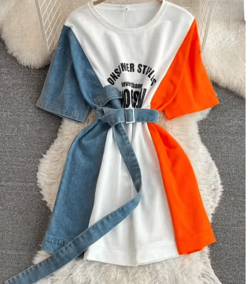     			TRENDY BIRD Women Denim A-line Dress ( Orange )