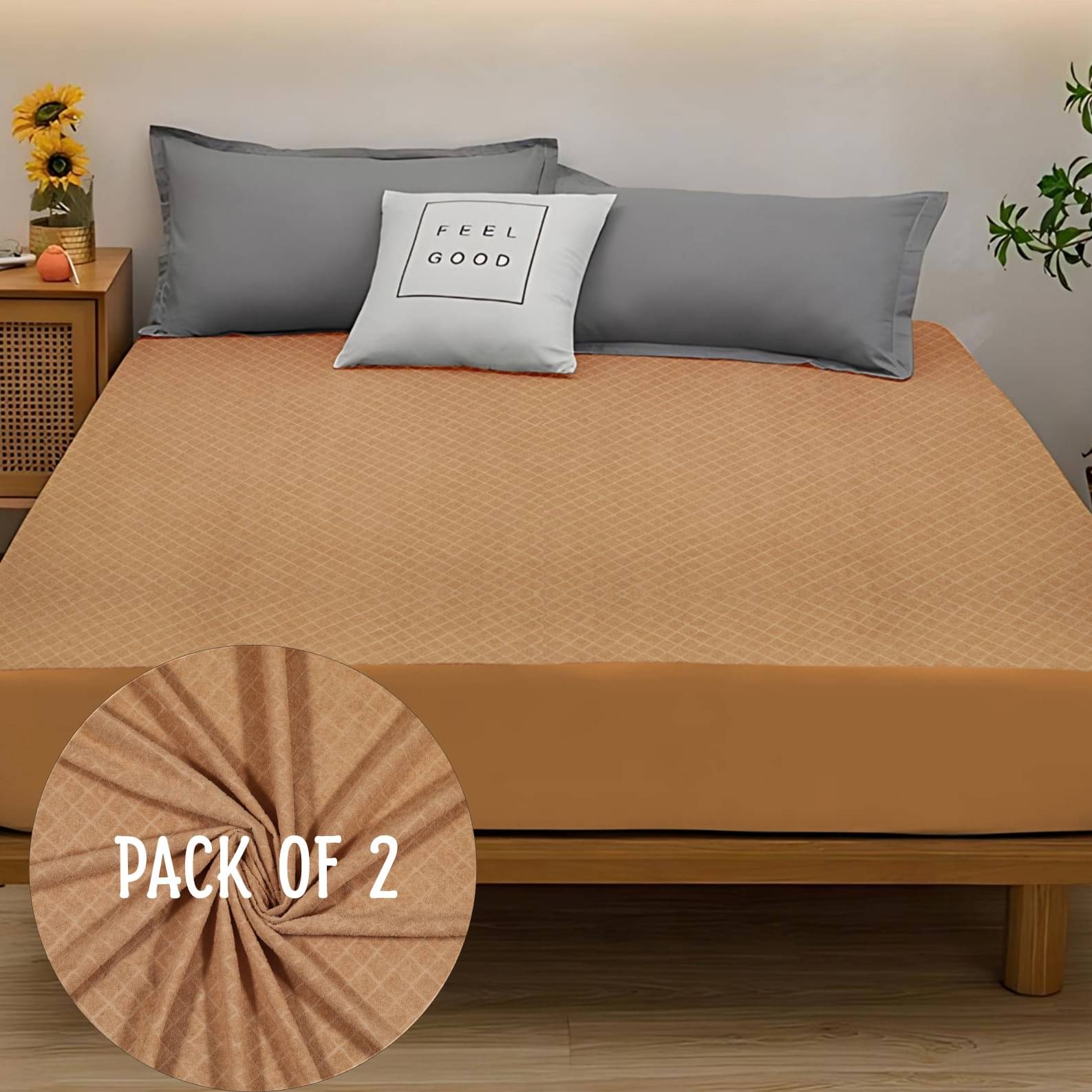     			The Sleep Protectors Brown Polyester Mattress Cover