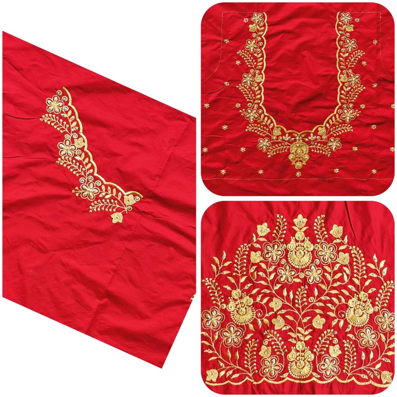     			The White Rabbit Cotton Unstitched Unstitched Women's Blouse ( Red )