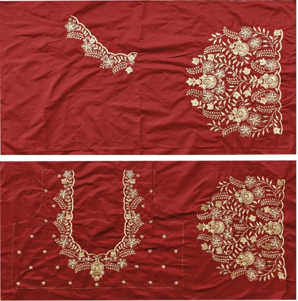     			The White Rabbit Cotton Unstitched Unstitched Women's Blouse ( Maroon )