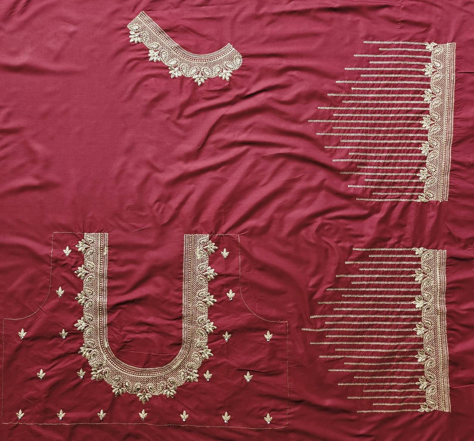     			The White Rabbit Cotton Unstitched Unstitched Women's Blouse ( Maroon )