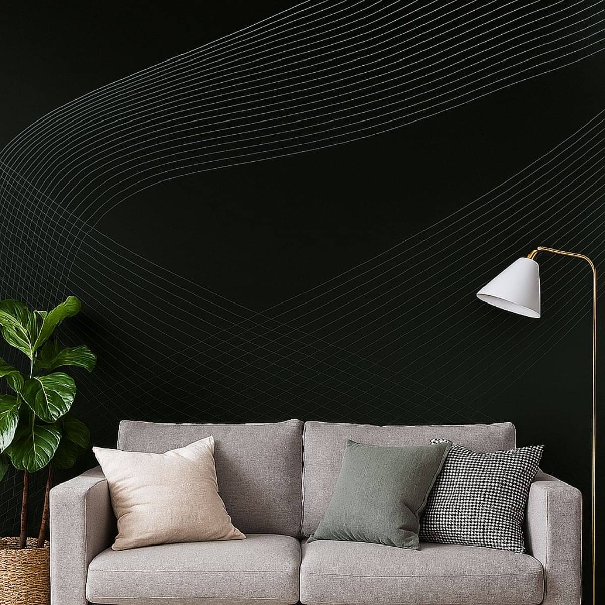     			Tiny Shiny Black gold gradient geometric line Wallpaper for Wall,Multicolor