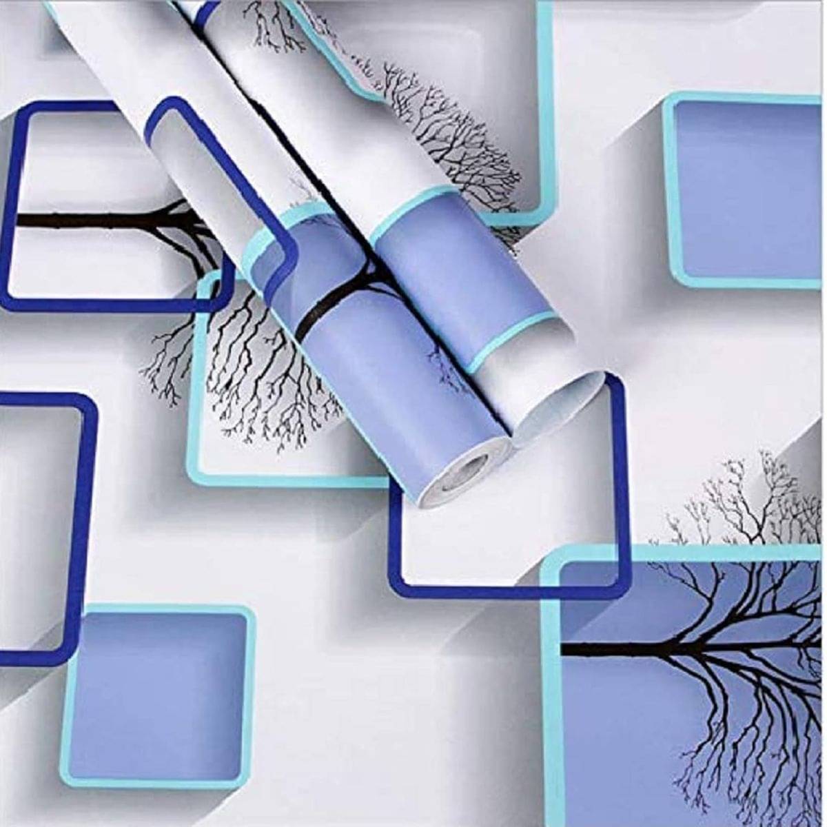     			Tiny Shiny Blue Box Self Adhesive Wallpaper For Wall, Home Decoration, badroom, Kitchen