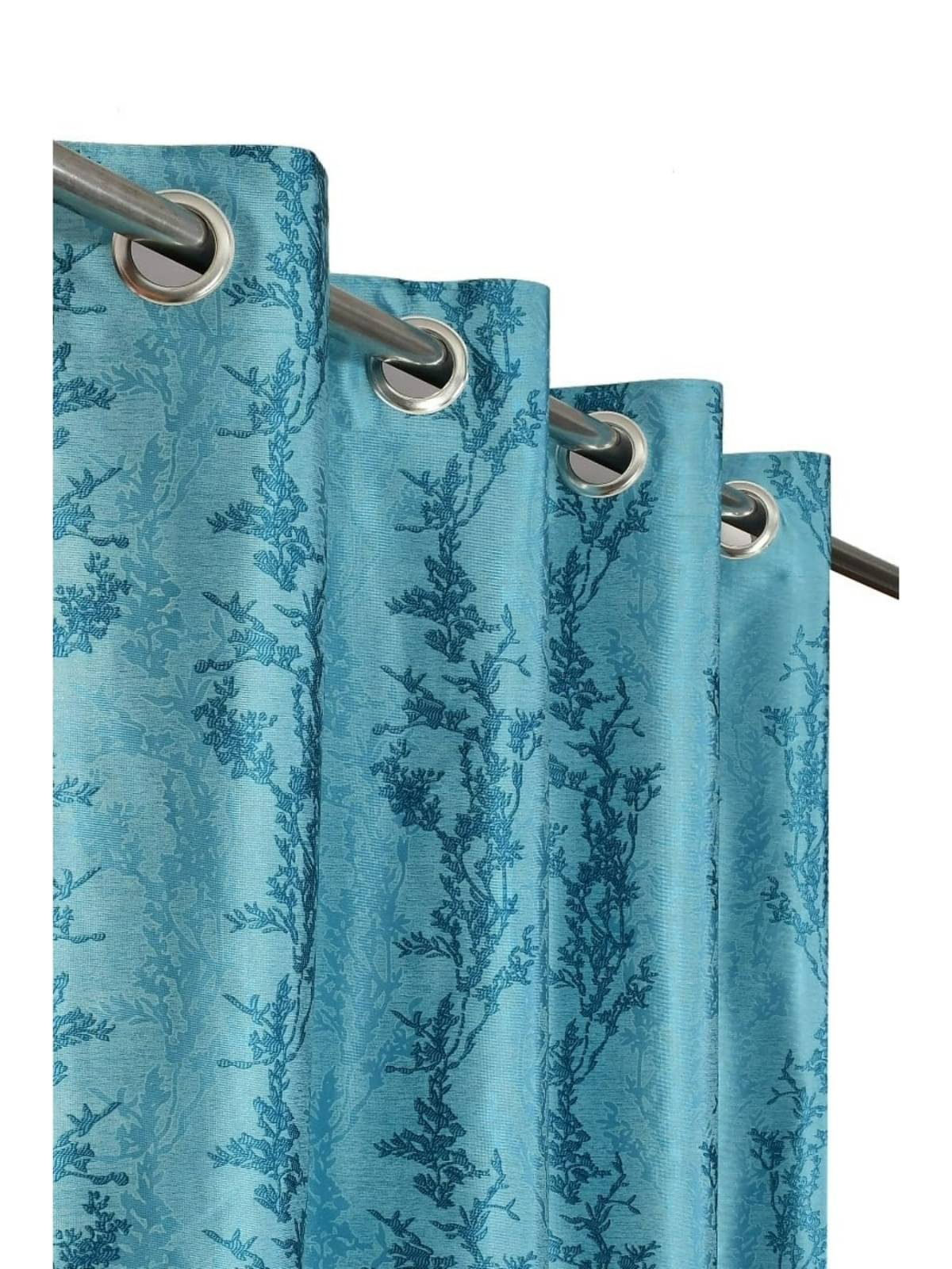 UrbanArts Abstract Printed Room Darkening Eyelet Curtain 5 ft ( Pack of 1 ) - Aqua UrbanArts Abstract Printed Room Darkening Eyelet Curtain 5 ft ( Pack of 1 ) - Aqua