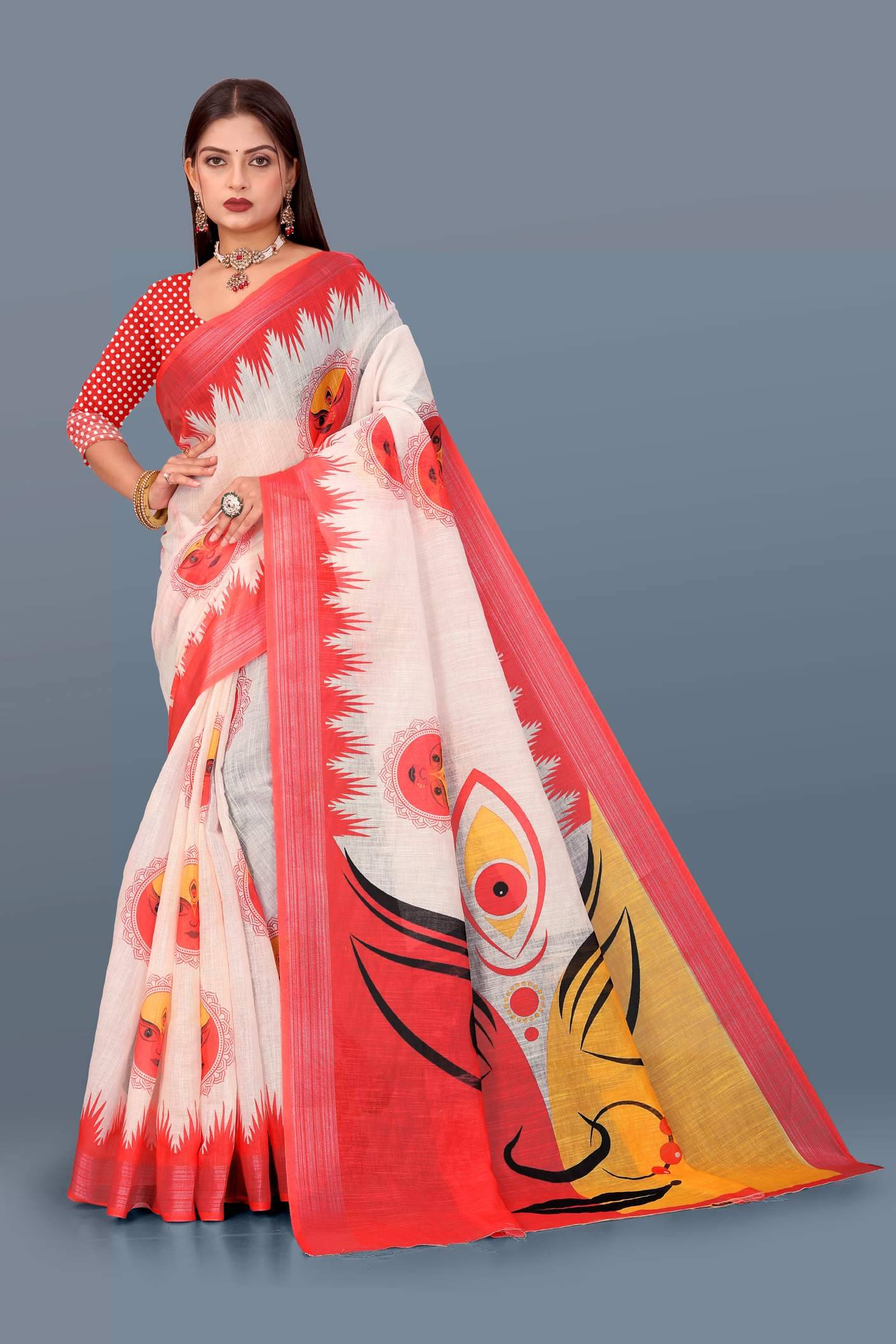     			VTEXX Cotton Printed Regular Saree With Unstitched Blouse Piece ( Multicolor 1 )