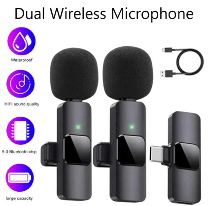     			Wireless Microphone for Type-C Android & IOS Devices, Noise Reduction Lapel Mic for Youtubers, Video Recording, Facebook Live and