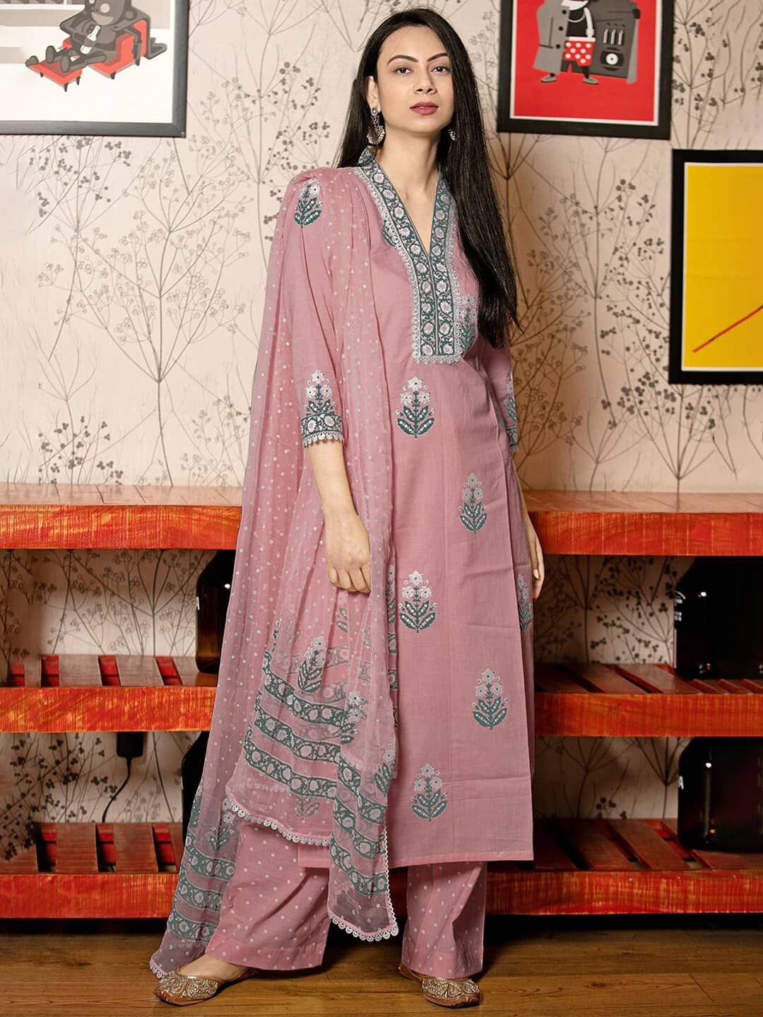 YAGNIK FASHION Women Rayon Self Design Straight Kurti With Pants ( Purple )