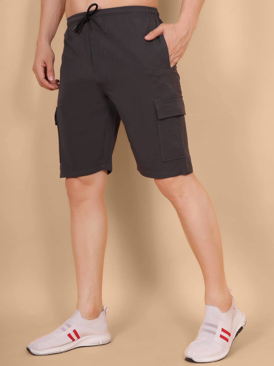     			YHA Grey Melange Polyester Men's Cargos ( Pack of 1 )