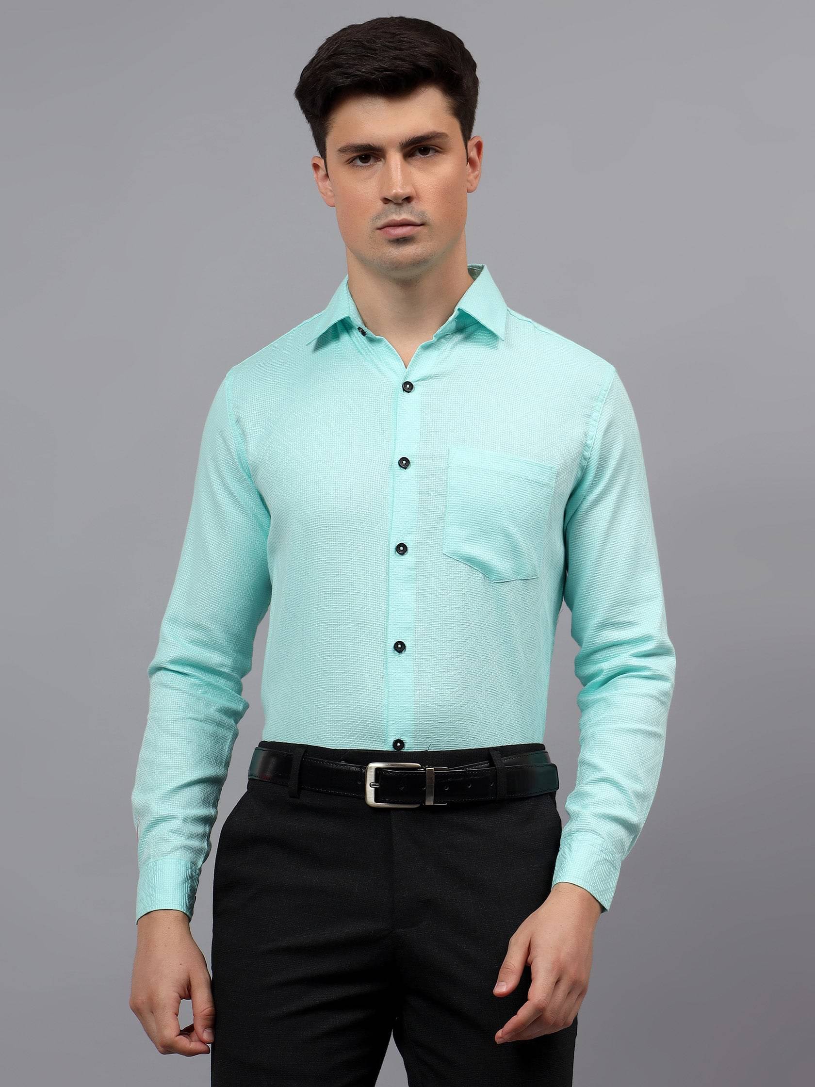     			Yugnik Cotton Regular Fit Full Sleeves Men's Formal Shirt - Light Blue ( Pack of 1 )