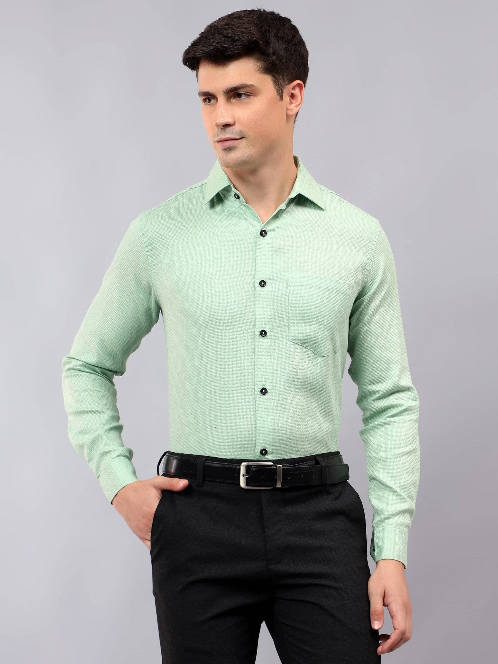 Yugnik Cotton Regular Fit Full Sleeves Men's Formal Shirt - Sea Green ( Pack of 1 ) Yugnik Cotton Regular Fit Full Sleeves Men's Formal Shirt - Sea Green ( Pack of 1 )