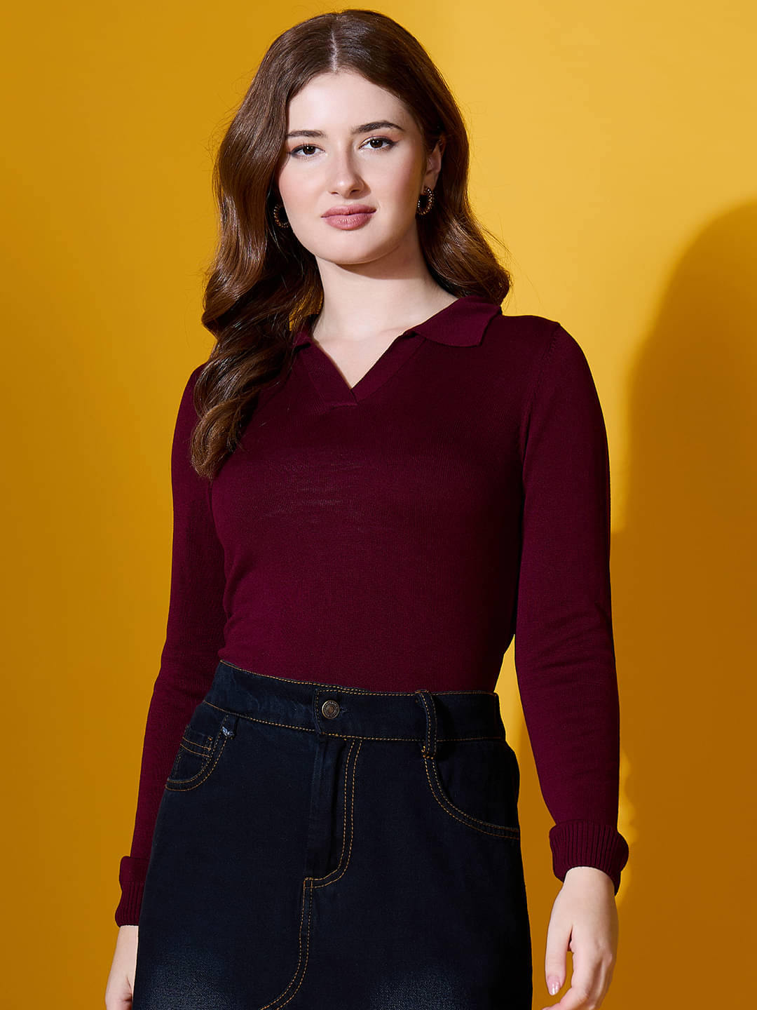     			98 Degree North Cotton Regular Collar Women's Pullovers - Maroon ( Pack of 1 )