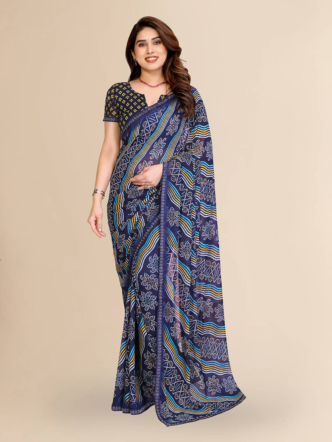 ANAND SAREES Georgette Printed Ilkal Saree With Unstitched Blouse Piece ( BLUE ) ANAND SAREES Georgette Printed Ilkal Saree With Unstitched Blouse Piece ( BLUE )