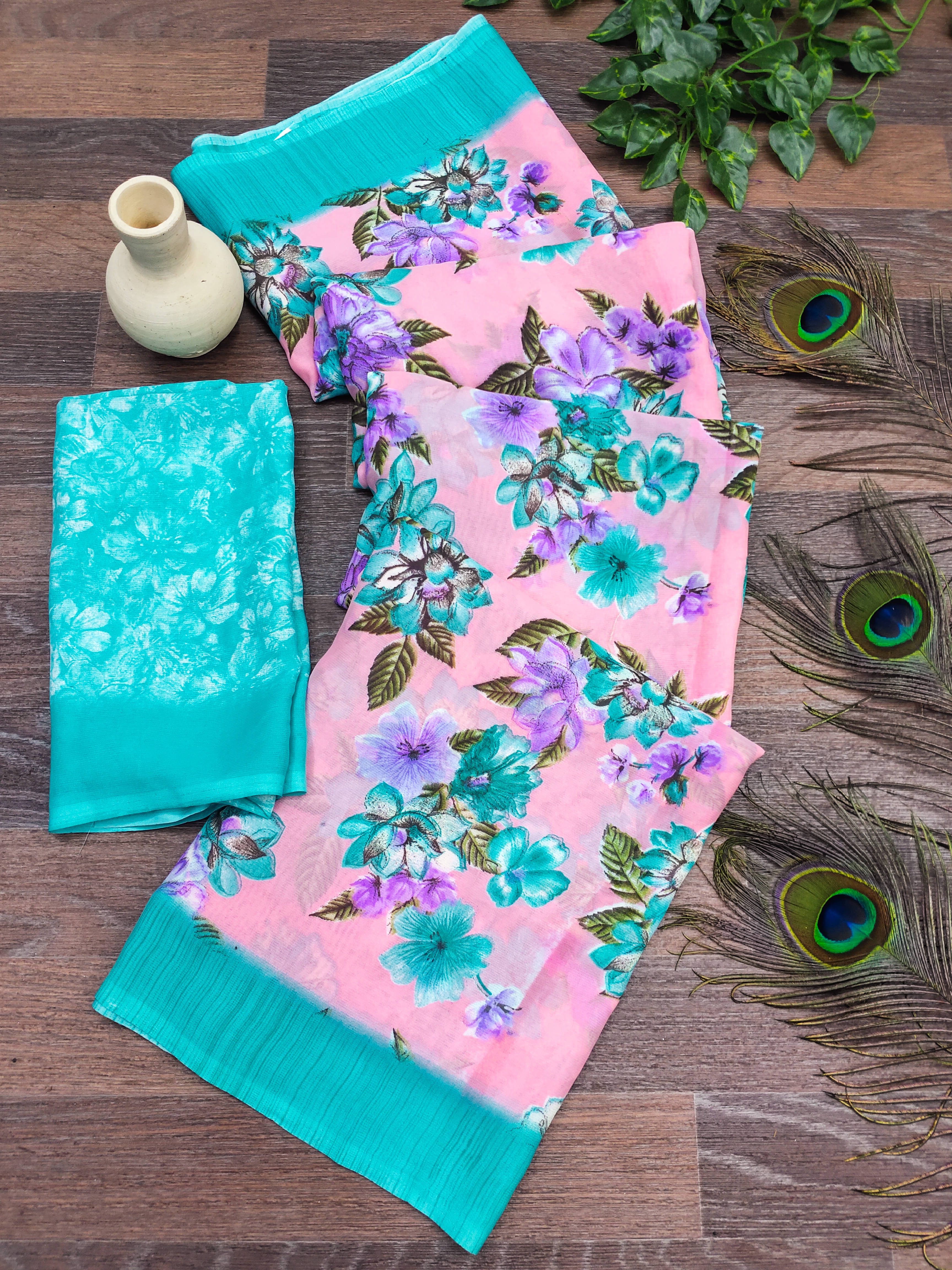     			ANAND SAREES Georgette Printed Kasavu Saree With Unstitched Blouse Piece ( PINK )