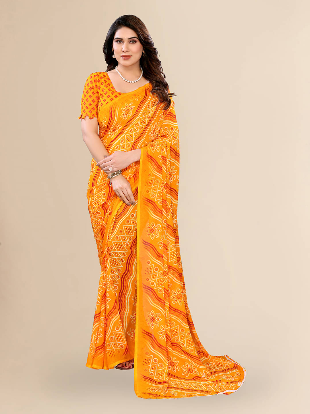 ANAND SAREES Georgette Printed Kasavu Saree With Unstitched Blouse Piece ( YELLOW ) ANAND SAREES Georgette Printed Kasavu Saree With Unstitched Blouse Piece ( YELLOW )