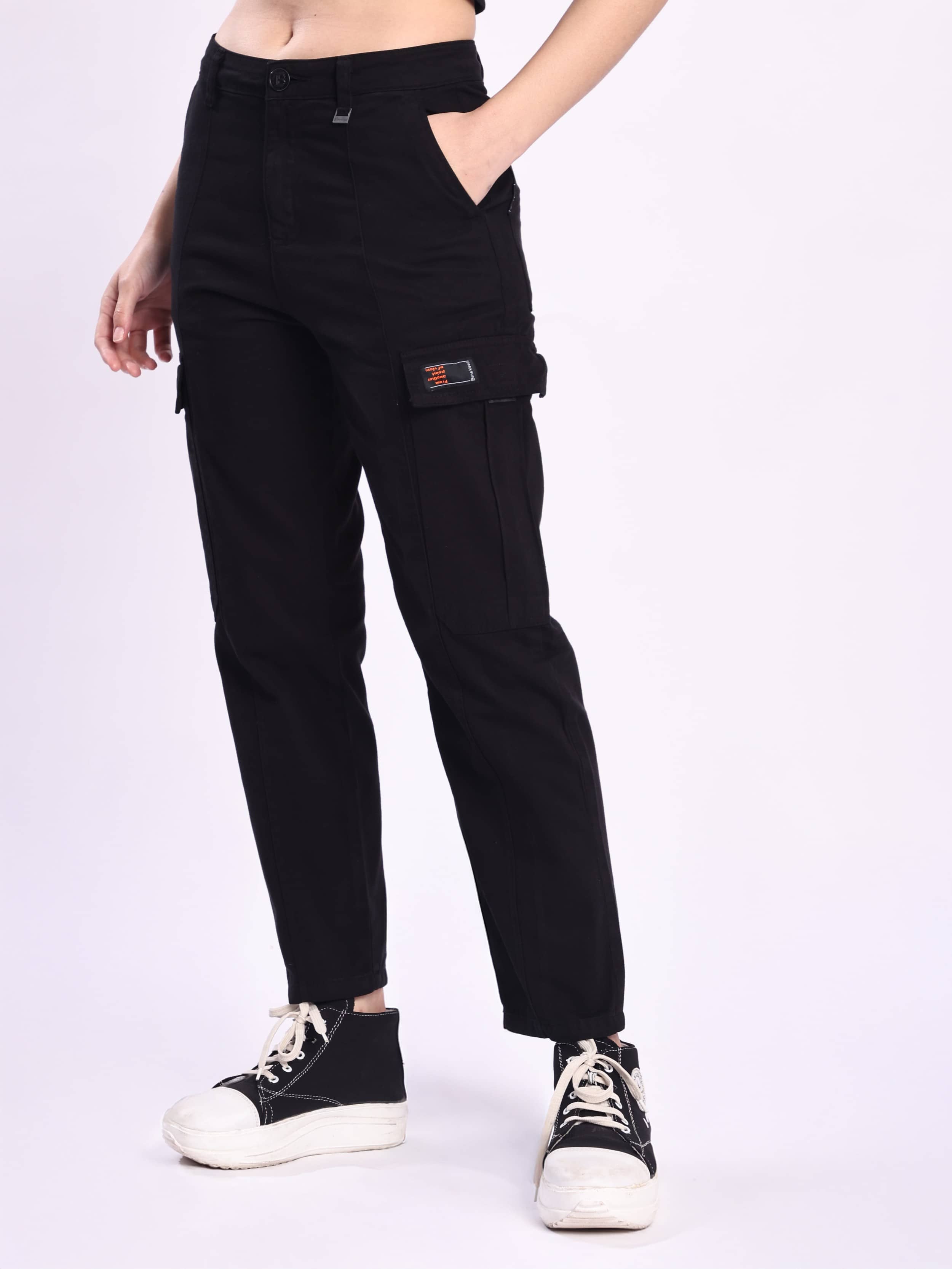 Bene Kleed Women Cotton Casual Trousers ( Black ) - Trousers | Buy online on ZillyBuy