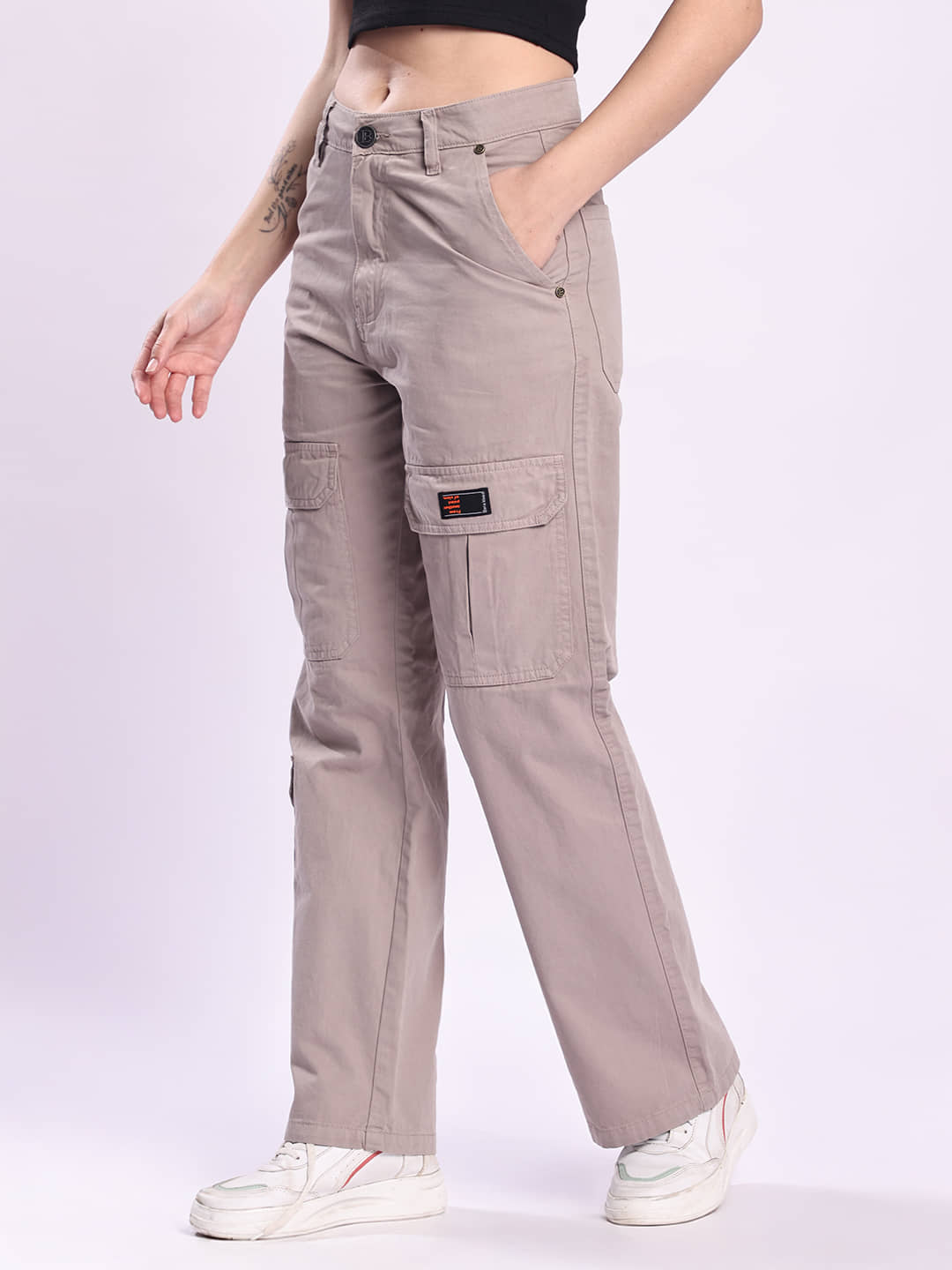 Bene Kleed Women Cotton Casual Trousers ( Grey ) - Trousers | Buy online on ZillyBuy