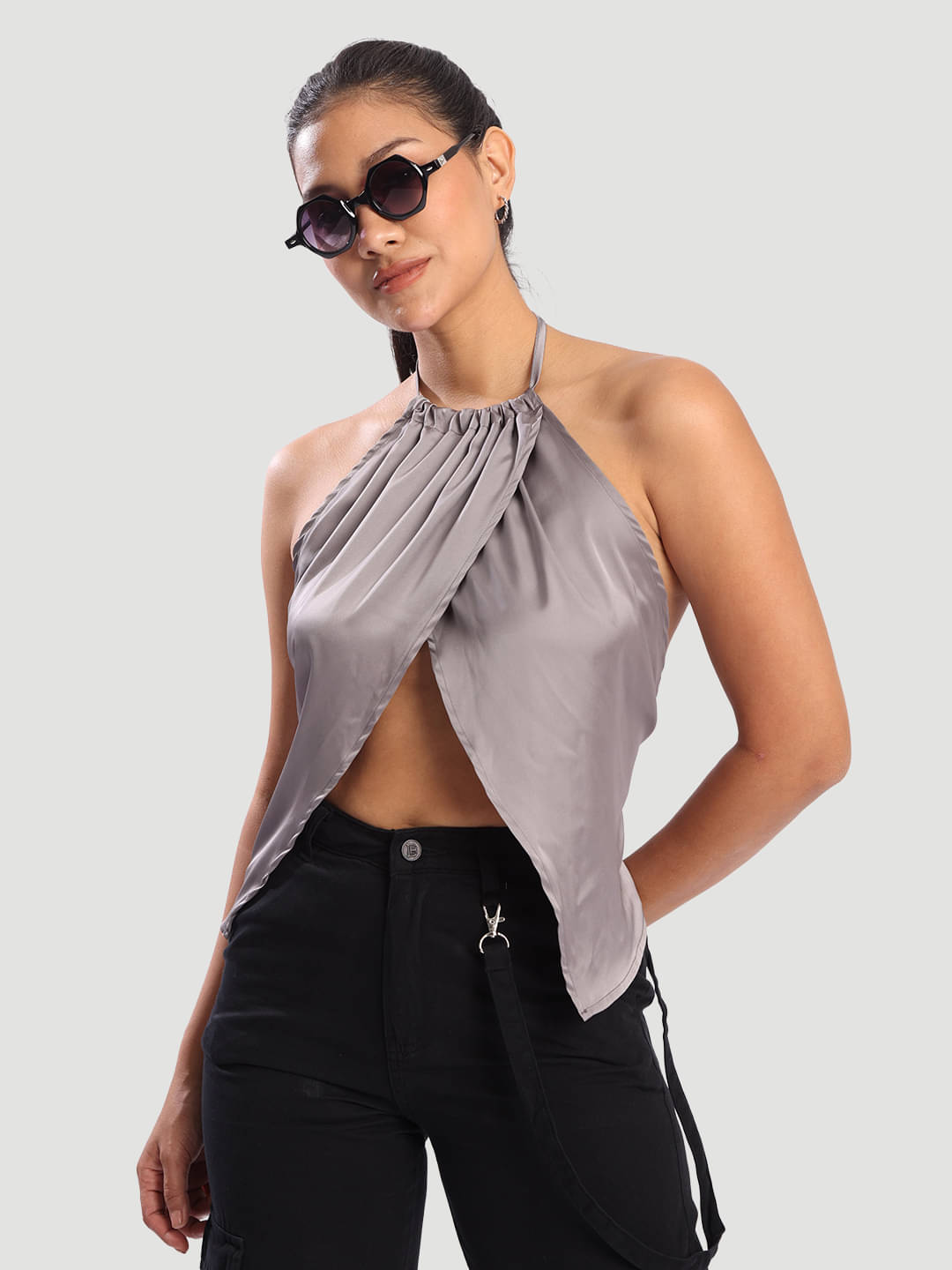     			Bene Kleed Women's Polyester A-Line Top ( Grey )