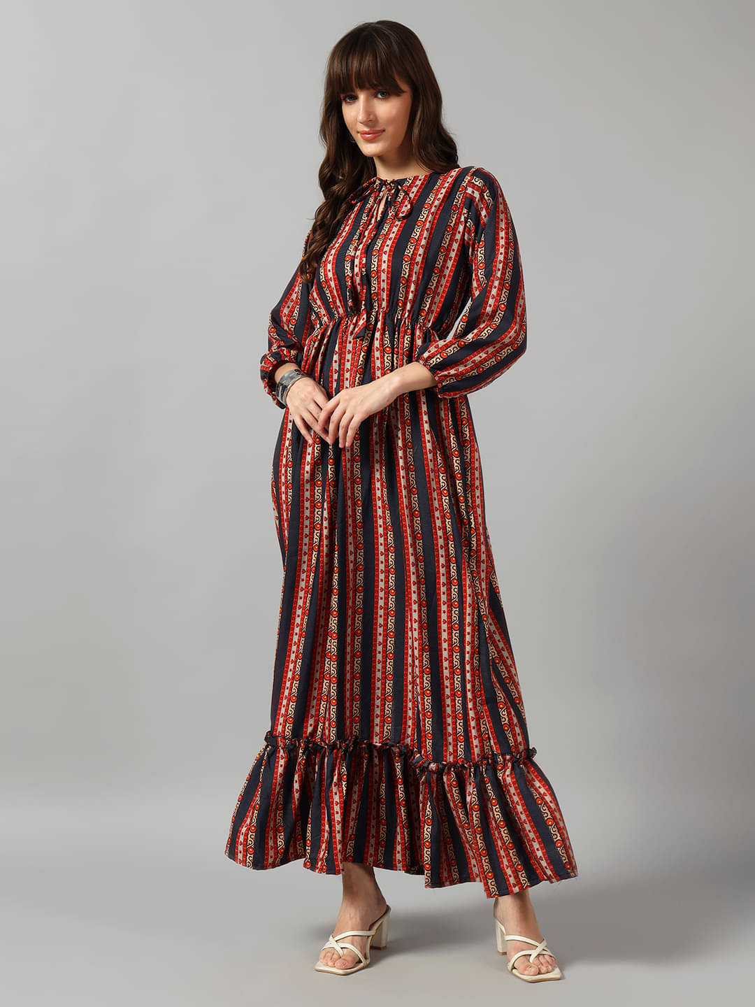 Femvy Women Crepe Printed Fit & Flare Dress ( Black )     			Femvy Women Crepe Printed Fit & Flare Dress ( Black )