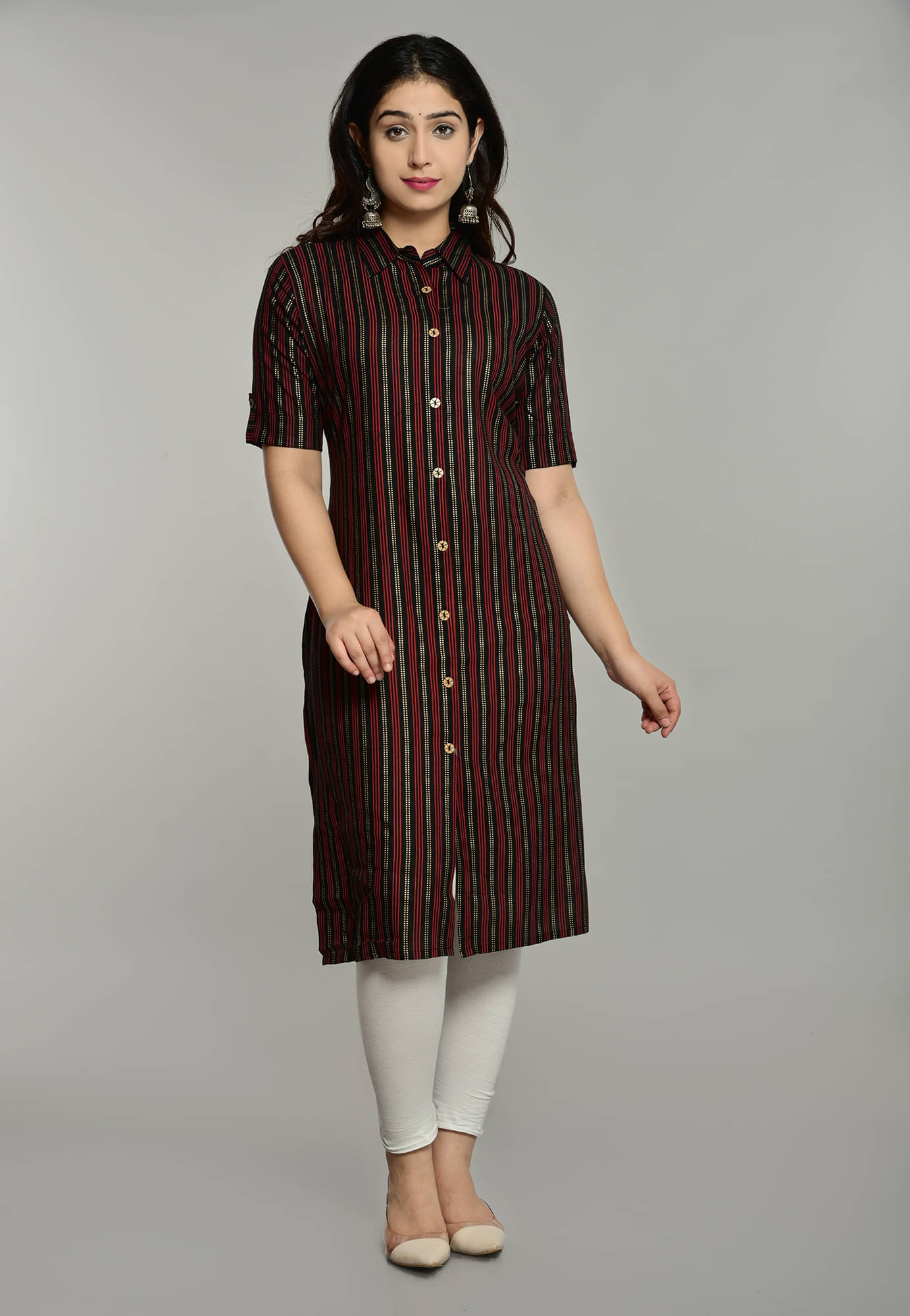     			Glorious By PS Women Rayon Striped Straight Kurti ( Black )