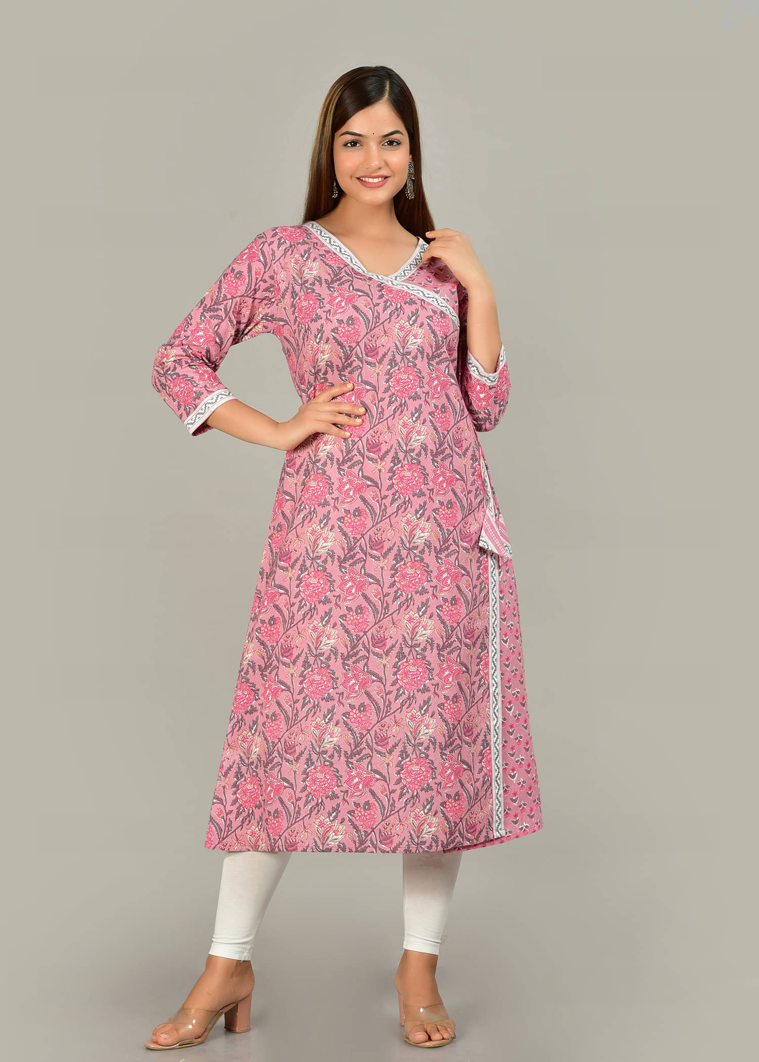     			Glorious By PS Women cotton Printed A-line Kurti ( Pink )