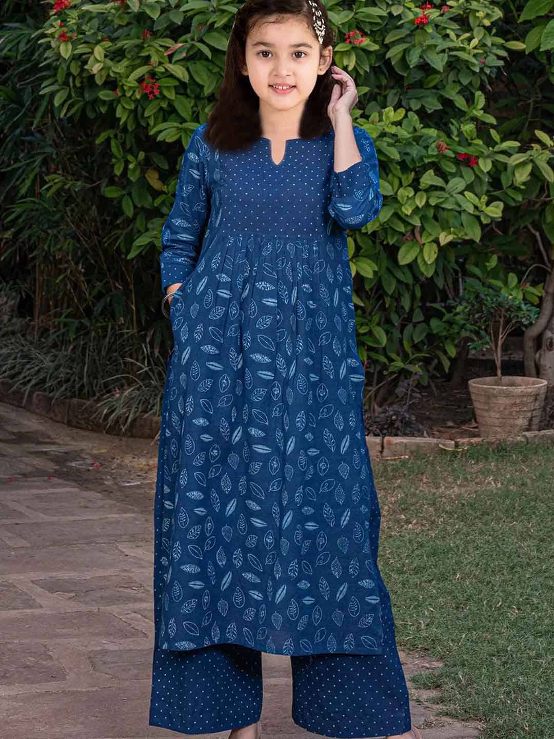     			KV Fashion Girls Rayon Kurti with Pants ( Pack of 1 , Blue )