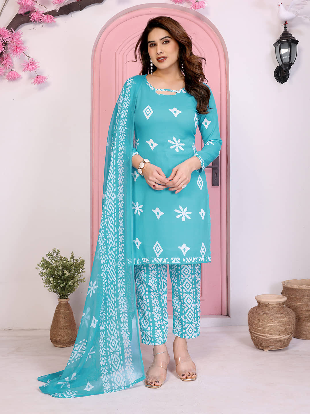 Kashvi Sarees Women Crepe Unstitched Dress Material ( Blue ) - Unstitched Fabrics | Buy online on ZillyBuy
