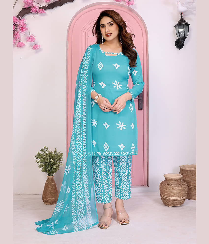 Kashvi Sarees Women Crepe Unstitched Dress Material ( Blue ) - Unstitched Fabrics | Buy online on ZillyBuy