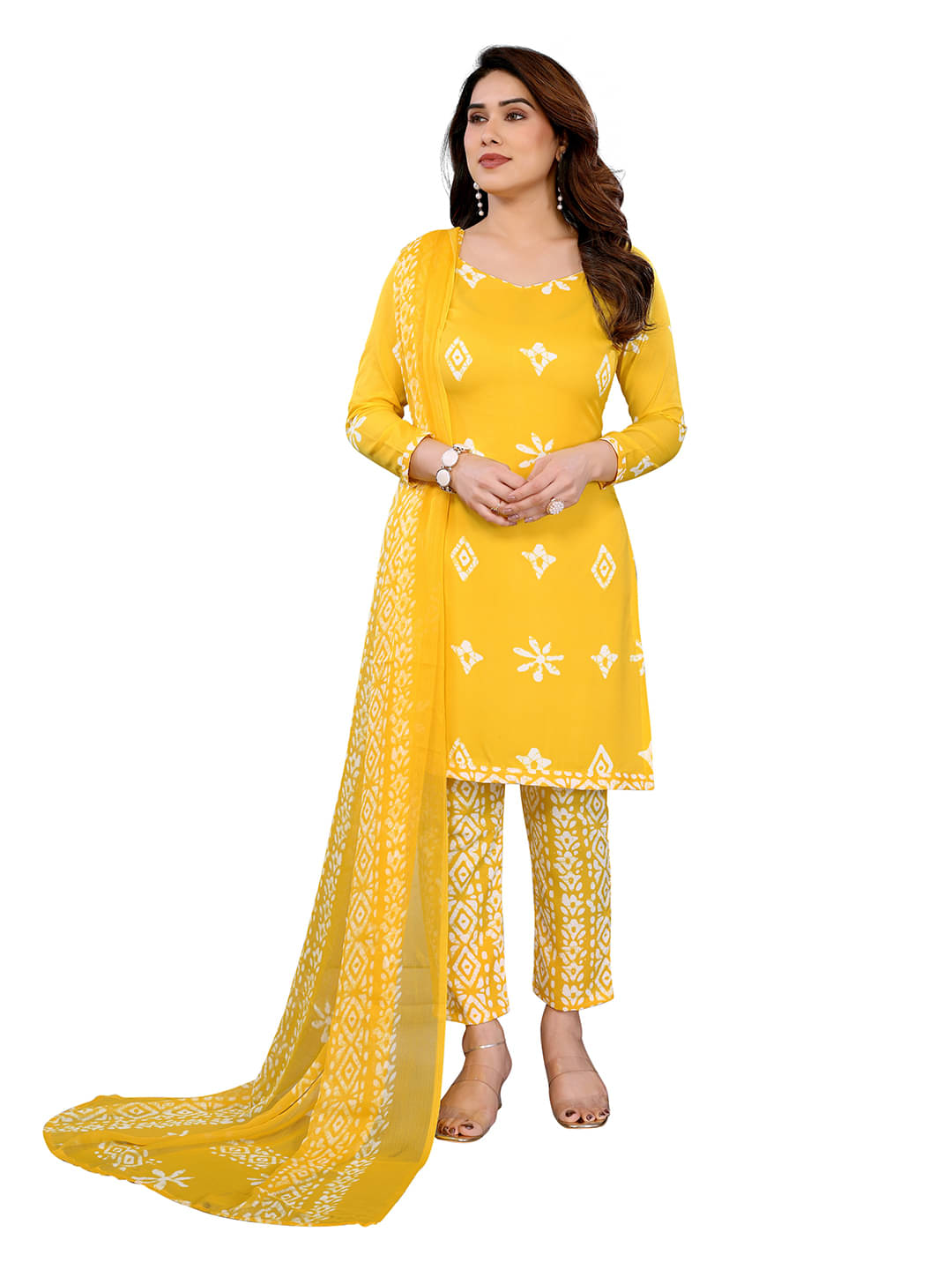     			Kashvi Sarees Women Crepe Unstitched Dress Material ( Yellow )
