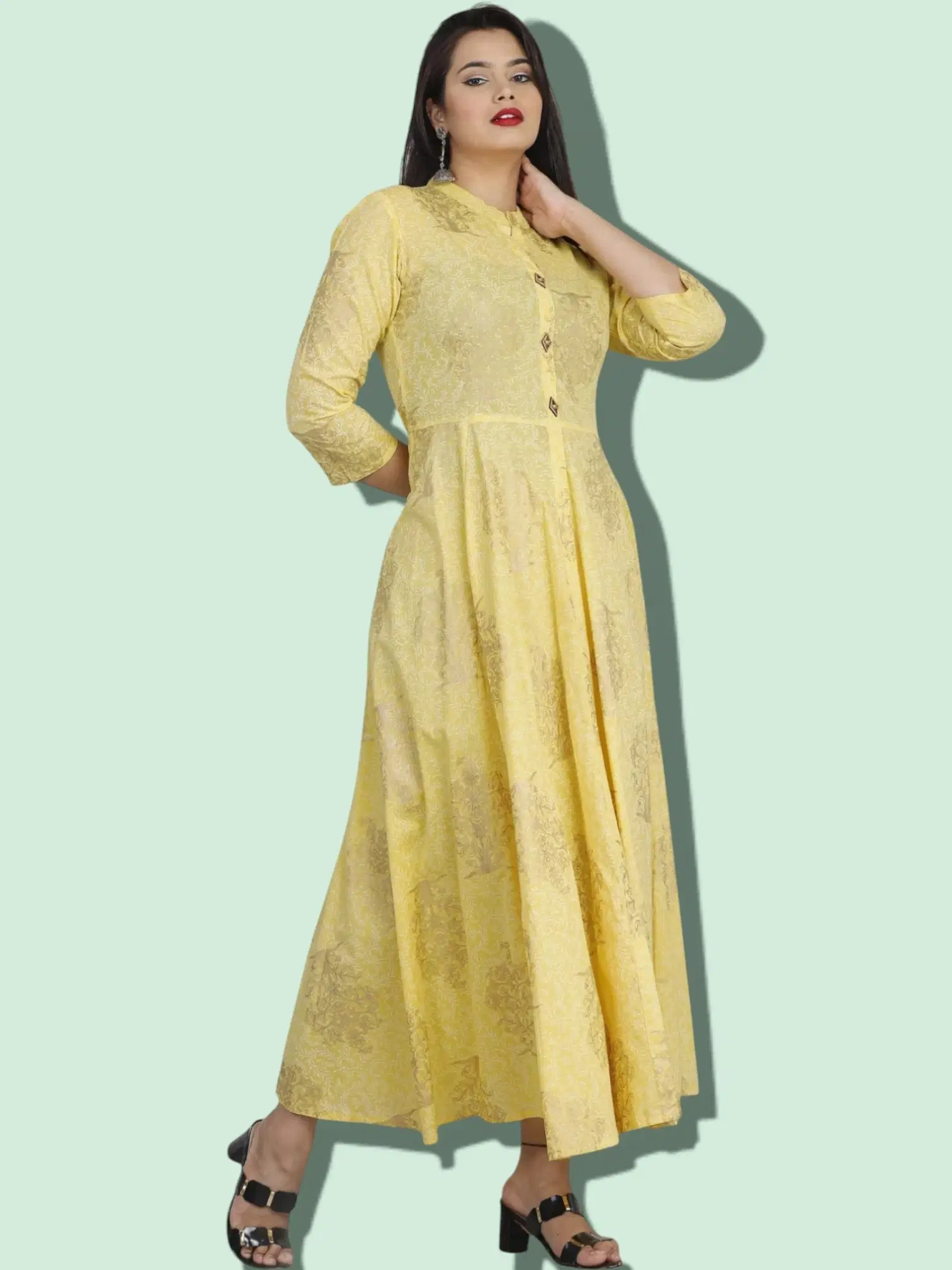     			MK creation Women Rayon Printed Gown ( Yellow )
