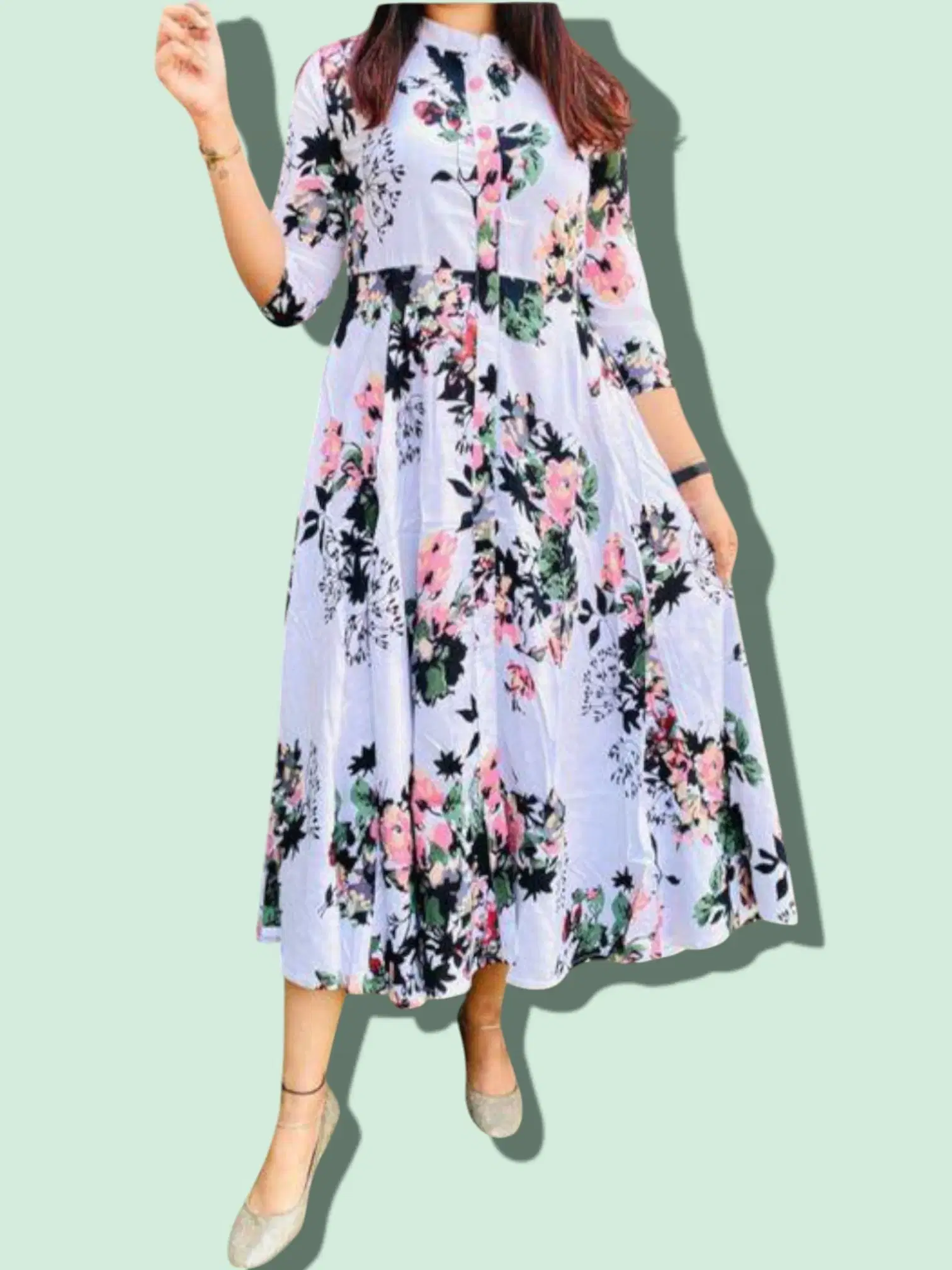     			MK creation Women Rayon Printed Gown ( Multicolor )